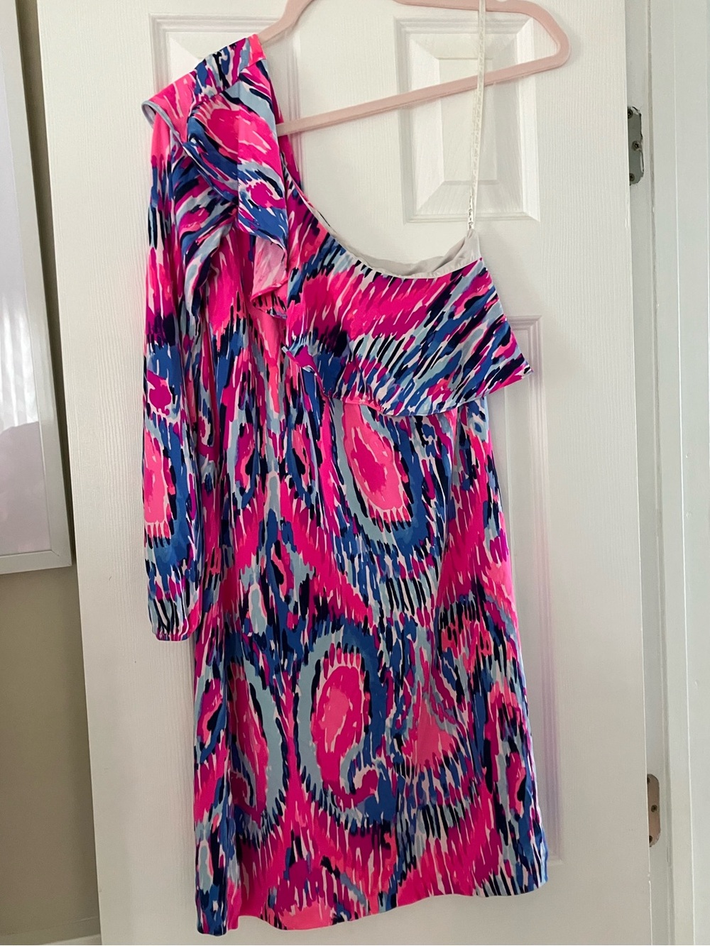 Lilly Pulitzer Silk Amante Dress - One Shoulder Free Spirit Paisley print
